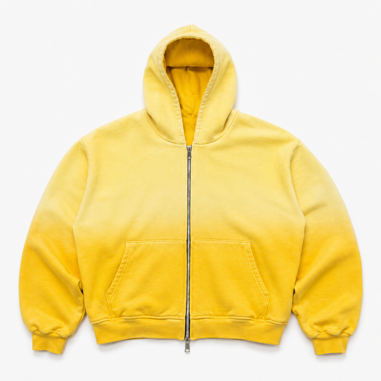 Yellow Thermal Lined Zip Up Hoodie
