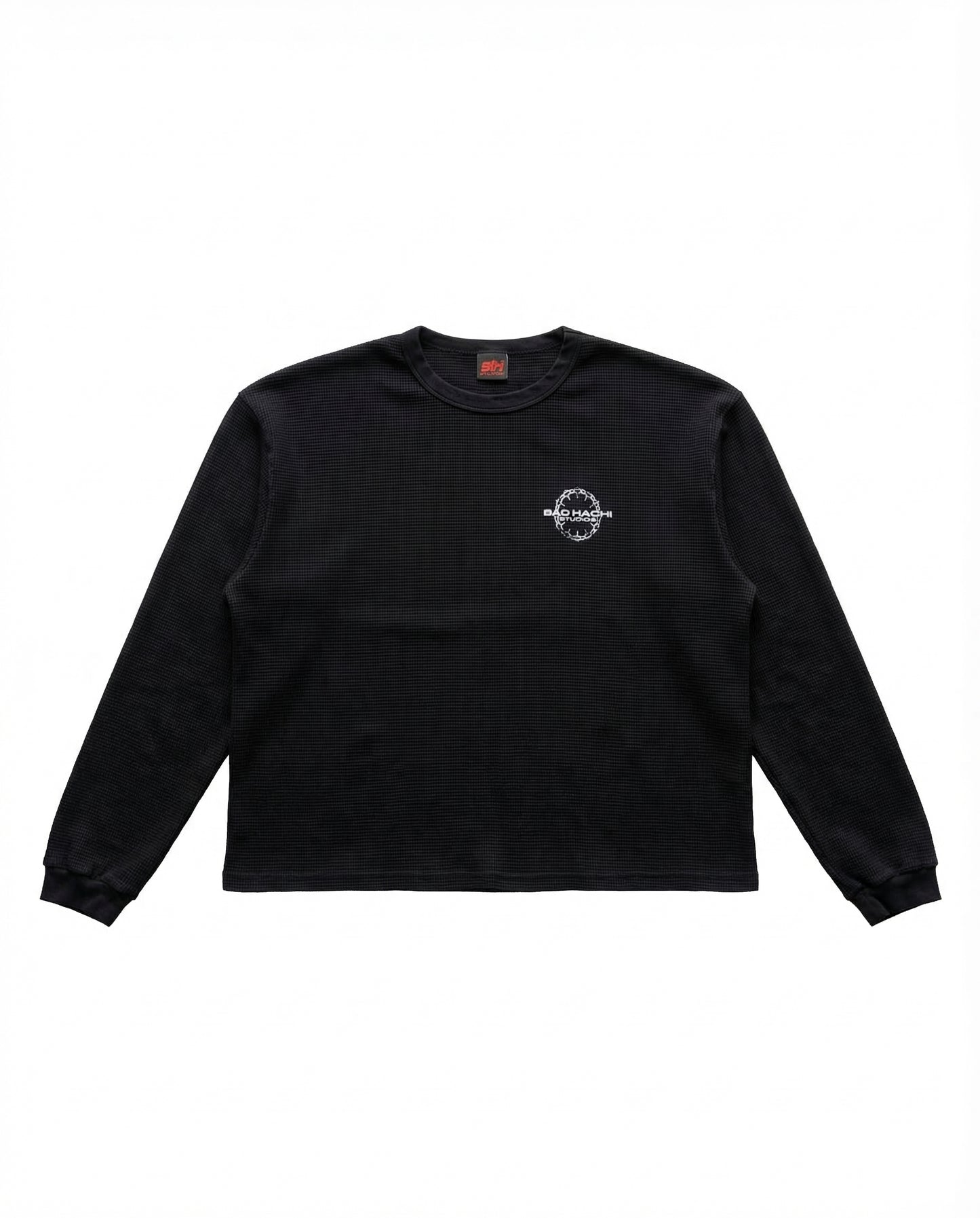 Cropped Dropped Shoulder Thermal (Black)