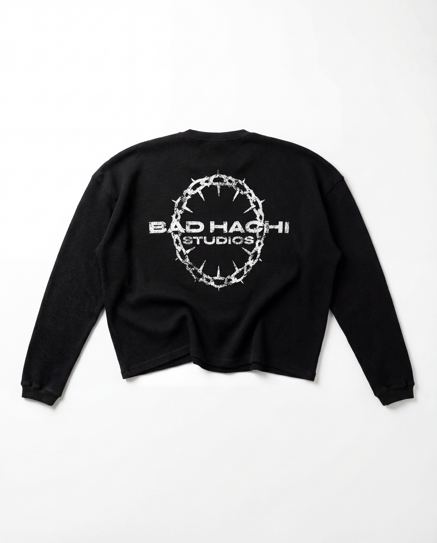 Cropped Dropped Shoulder Thermal (Black)