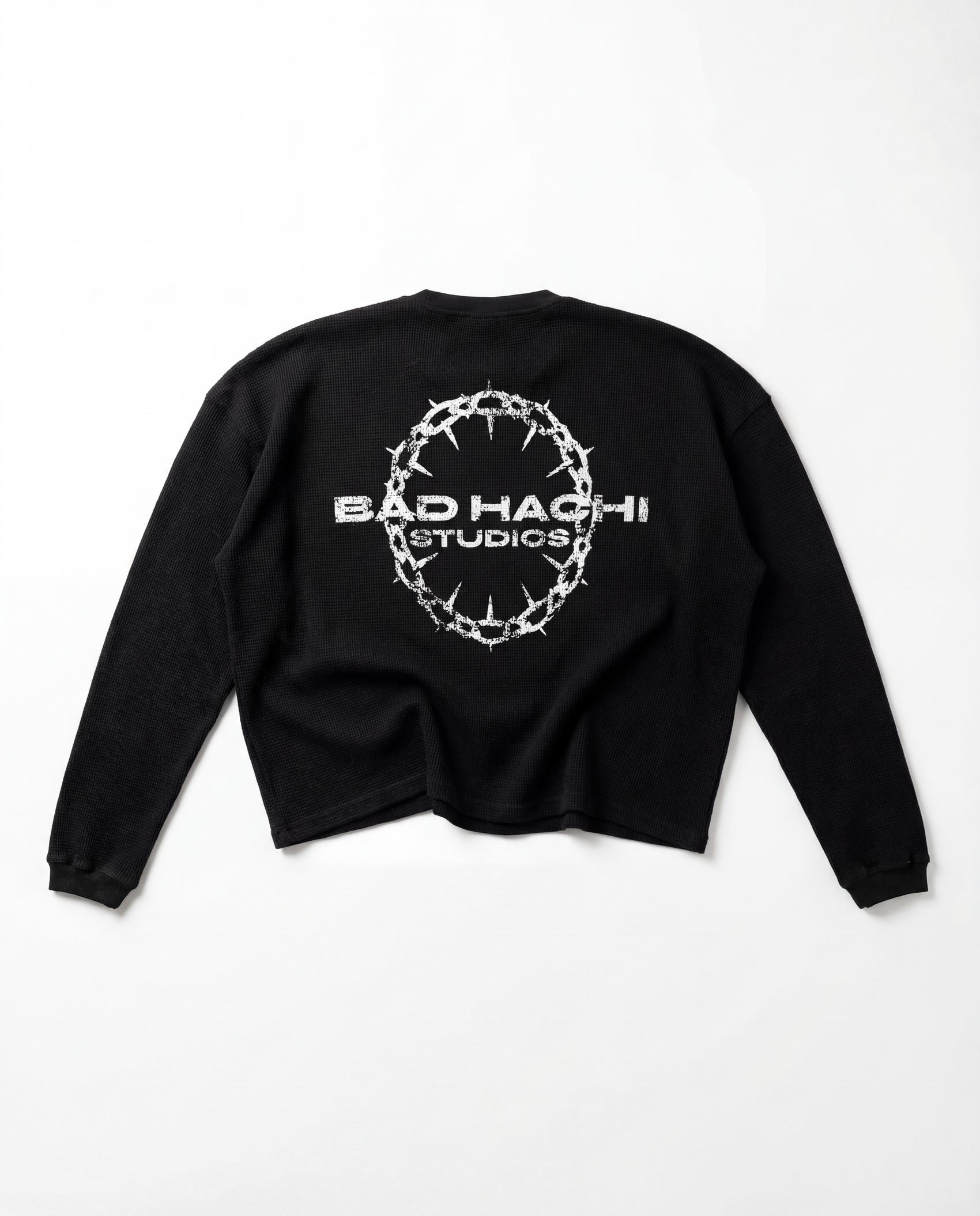 Cropped Dropped Shoulder Thermal (Black)